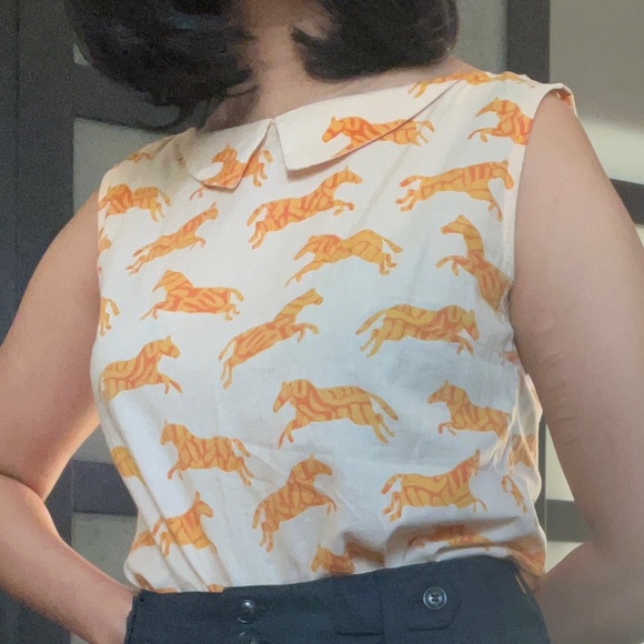 Family Affairs zebra print sleeveless blouse tank top medium orange creamsicle - Picture 5 of 8